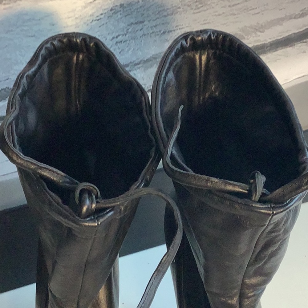 Boutique 9 Black Leather Platform Stiletto Convertible Shaft Ankle Boots Sz 9 M - Picture 9 of 12